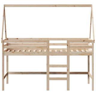 Hochbett mit Leiter und Dach 80x200 cm Massivholz Kiefer