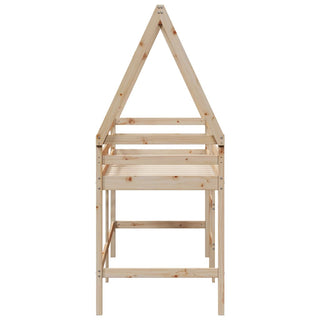 Hochbett mit Leiter und Dach 80x200 cm Massivholz Kiefer