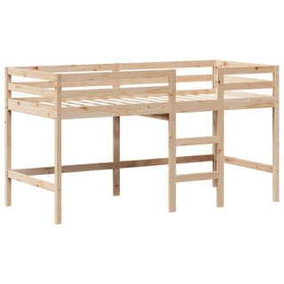Hochbett mit Leiter und Dach 90x190 cm Massivholz Kiefer