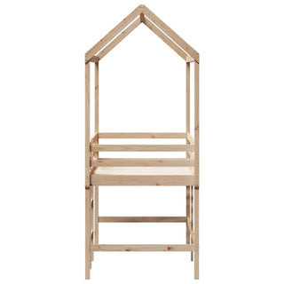 Hochbett mit Leiter und Dach 90x190 cm Massivholz Kiefer