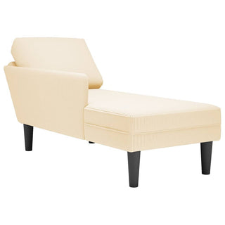 Chaiselongue mit Kissen Creme Cordstoff