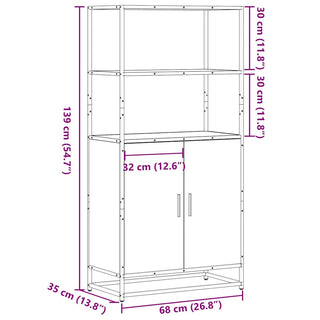 Highboard Räuchereiche 68x35x139 cm Holzwerkstoff und Metall