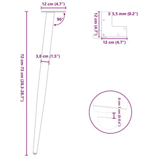 Konsolentischbeine Konische Form 4 Stk. Schwarz 72-73 cm Stahl
