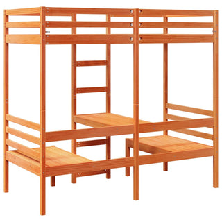 Hochbett mit Schreibtisch & Stühlen Braun 80x200 cm Kiefernholz