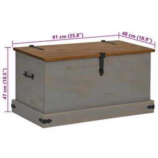 Truhe HALDEN Grau 91x48x47 cm Massivholz Kiefer
