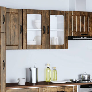 Küchen-Hängeschrank mit Glastür Lucca Räuchereiche Holzwerkstoff