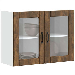Küchen-Hängeschrank mit Glastür Lucca Räuchereiche Holzwerkstoff