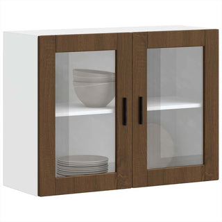 Küchen-Hängeschrank mit Glastür Porto Braun Eichen-Optik