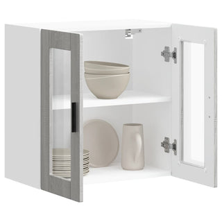 Küchen-Hängeschrank mit Glastür Porto Grau Sonoma