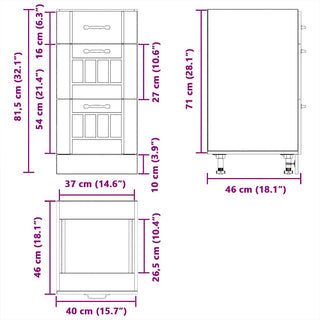 Küchen-Unterschrank Lucca Betongrau Holzwerkstoff
