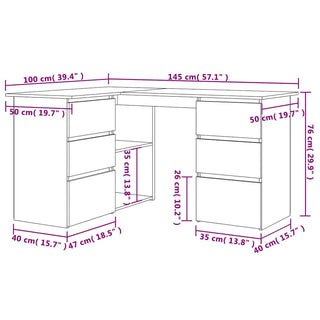 Eckschreibtisch Artisan-Eiche 145x100x76 cm Holzwerkstoff