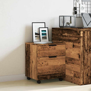 Mobiler Aktenschrank mit Rollen Altholz 45x38x54 cm