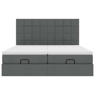 Ottoman-Bett mit Matratzen Dunkelgrau 180x200 cm Stoff