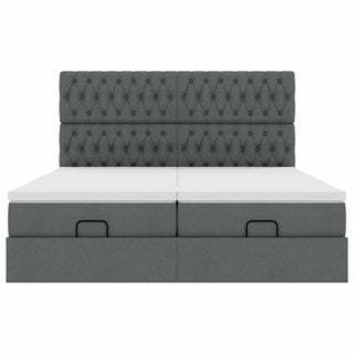 Ottoman-Bett mit Matratzen Dunkelgrau 200x200 cm Stoff