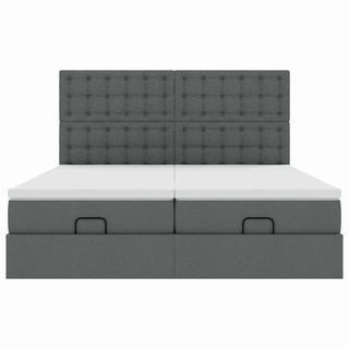 Ottoman-Bett mit Matratzen Dunkelgrau 200x200 cm Stoff