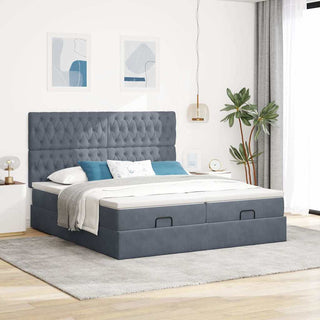 Ottoman-Bett mit Matratzen Dunkelgrau 180x200 cm Samt