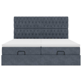 Ottoman-Bett mit Matratzen Dunkelgrau 180x200 cm Samt
