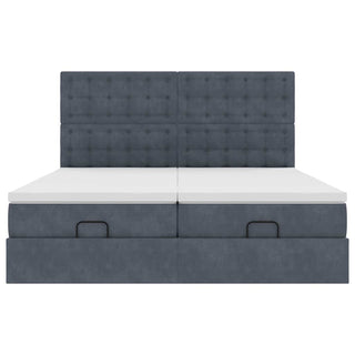 Ottoman-Bett mit Matratzen Dunkelgrau 200x200 cm Samt