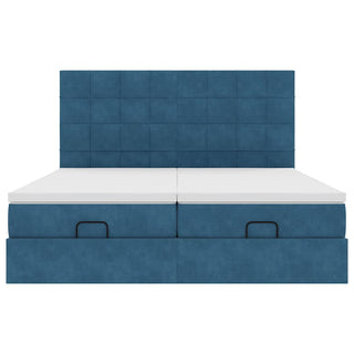 Ottoman-Bett mit Matratzen & LEDs Dunkelblau 180x200 cm Samt