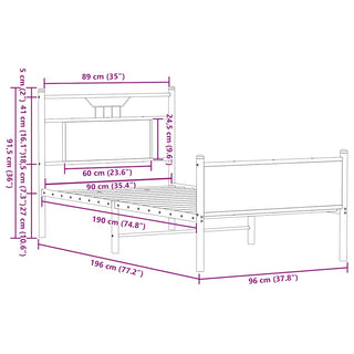 Bettgestell ohne Matratze Braun Eiche 90x190 cm Holzwerkstoff
