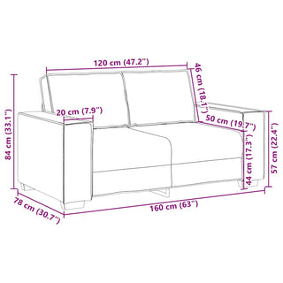 2-Sitzer-Sofa Hellgrau 120 cm Samt