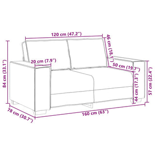 2-Sitzer-Sofa Schwarz 120 cm Samt