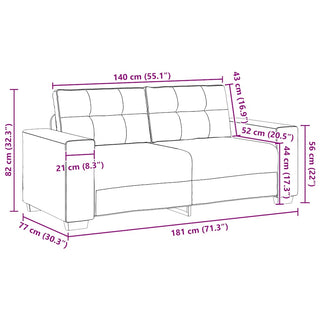 Zweisitzer-Sofa Dunkelgrün 140 cm Samt