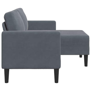 2-Sitzer-Sofa mit Chaiselongue L-Form Dunkelgrau 125 cm Samt