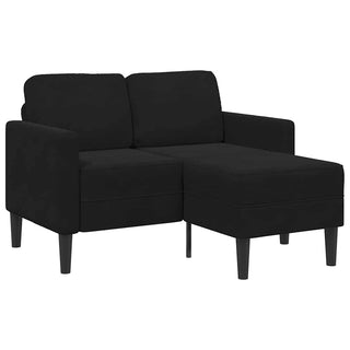 2-Sitzer-Sofa mit Chaiselongue L-Form Schwarz 125 cm Samt