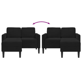 2-Sitzer-Sofa mit Chaiselongue L-Form Schwarz 125 cm Samt