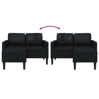 2-Sitzer-Sofa mit Chaiselongue L-Form Schwarz 125 cm Kunstleder