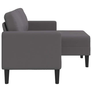 2-Sitzer-Sofa mit Chaiselongue L-Form Grau 125 cm Kunstleder