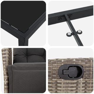 5-teiliges Garten-Essgruppe Grau Poly-Rattan