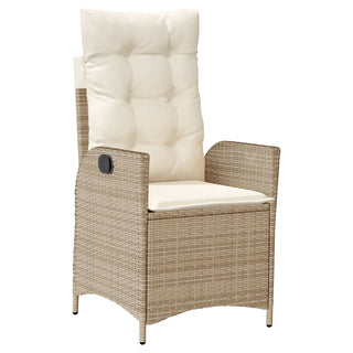 7-teiliges Garten-Essenset mit Kissen Beige Poly-Rattan