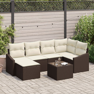 6-teiliges Garten Esszimmer Set mit Kissen Grau Poly Rattan