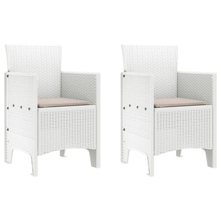 3-teiliges Garten Essset mit Kissen Weiß Poly Rattan