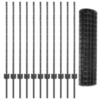 Gartenzaun Set 2er Set Grau Pulverbeschichteter Stahl 25 x 1 m