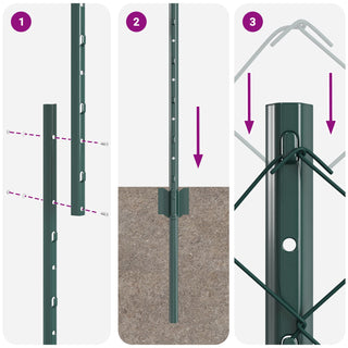 Gartenzaunset Set aus 2 Grün Verzinkter Stahl Standard Robust