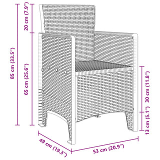 5-teiliges Garten Essset Braunes Poly Rattan