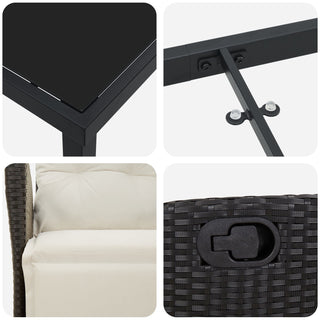 7-teiliges Garten-Esszimmer Set in Schwarz aus Poly-Rattan