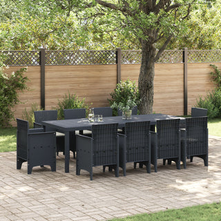 11-teiliges Garten Essset mit Kissen Anthrazit Poly-Rattan