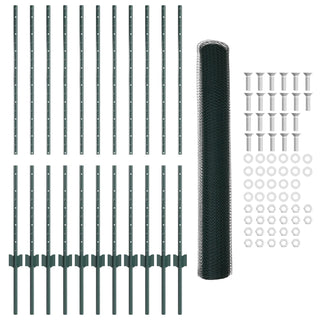 Set aus sechseckigem Gartenzaun Set aus 2 Grün Metall 25 x 1,2 m
