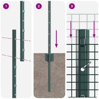 Gartenzaunset Set von 2 Grün Metall 10 x 1 m Langlebig