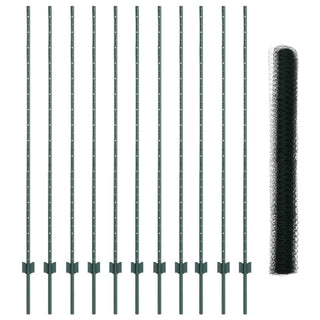 Gartenzaun-Set Set aus 2 Grün Metall, Kunststoff 25 x 1,5 m