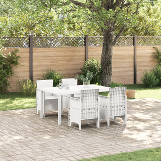 5-teiliges Garten Essset Weiß Poly-Rattan