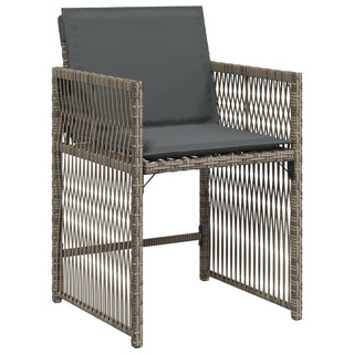 9-teiliges Garten Essset mit Kissen Grau Poly-Rattan
