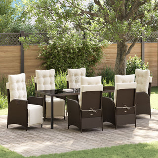 7-teiliges Garten-Esszimmer Set Braun Poly-Rattan
