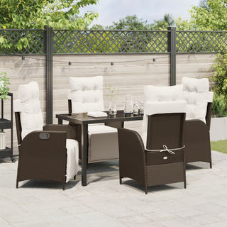 5-teiliges Garten-Dinner-Set aus braunem Poly-Rattan