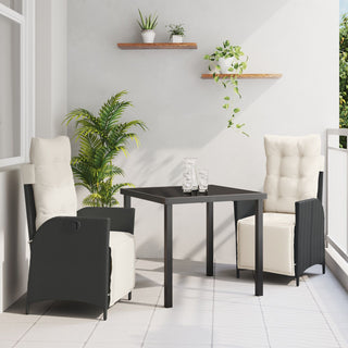 3-teilige Gartentischgruppe Schwarz Poly-Rattan