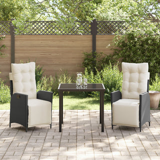 3-teilige Gartentischgruppe Schwarz Poly-Rattan